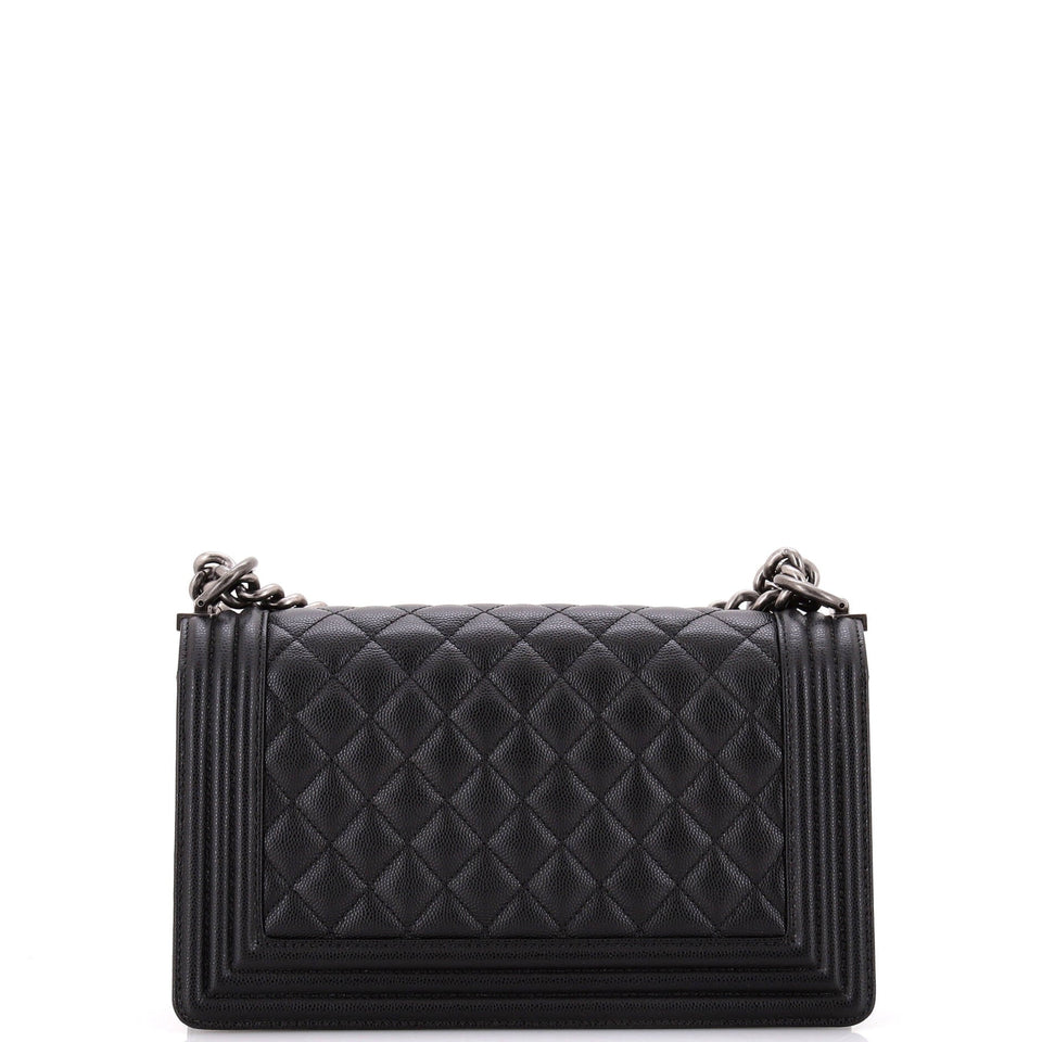 Boy Flap Bag Quilted Caviar Old Medium