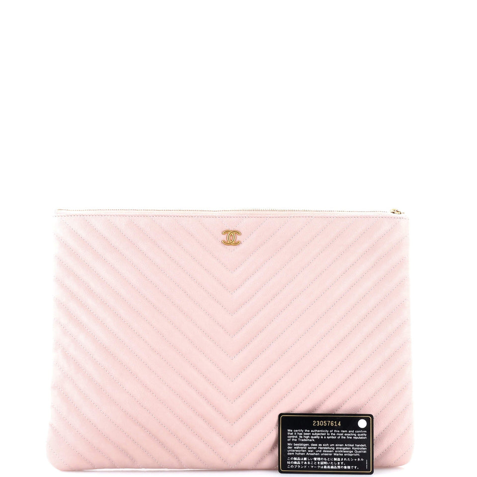 O Case Clutch Chevron Calfskin Large