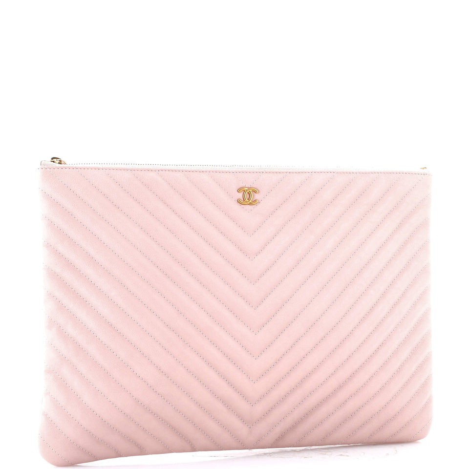O Case Clutch Chevron Calfskin Large