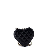 Double Heart Clutch with Chain Quilted Patent