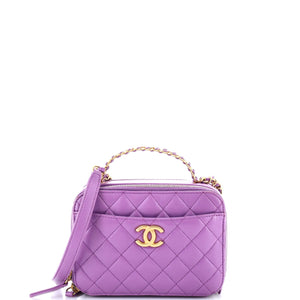 Pick Me Up Logo Handle Vanity Case Quilted Lambskin Small