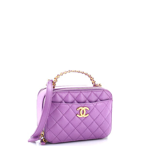 Pick Me Up Logo Handle Vanity Case Quilted Lambskin Small