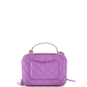 Pick Me Up Logo Handle Vanity Case Quilted Lambskin Small
