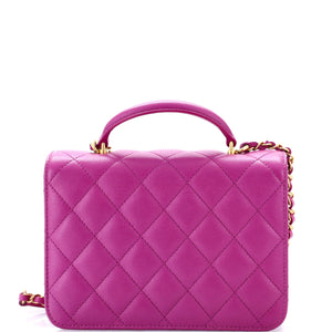 CC Top Handle Chain Full Flap Bag Quilted Caviar Small