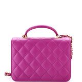 CC Top Handle Chain Full Flap Bag Quilted Caviar Small