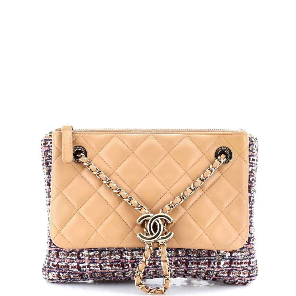 Double Case with Strap Tweed and Quilted Lambskin