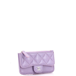 Flap Zip Card Holder Quilted Caviar