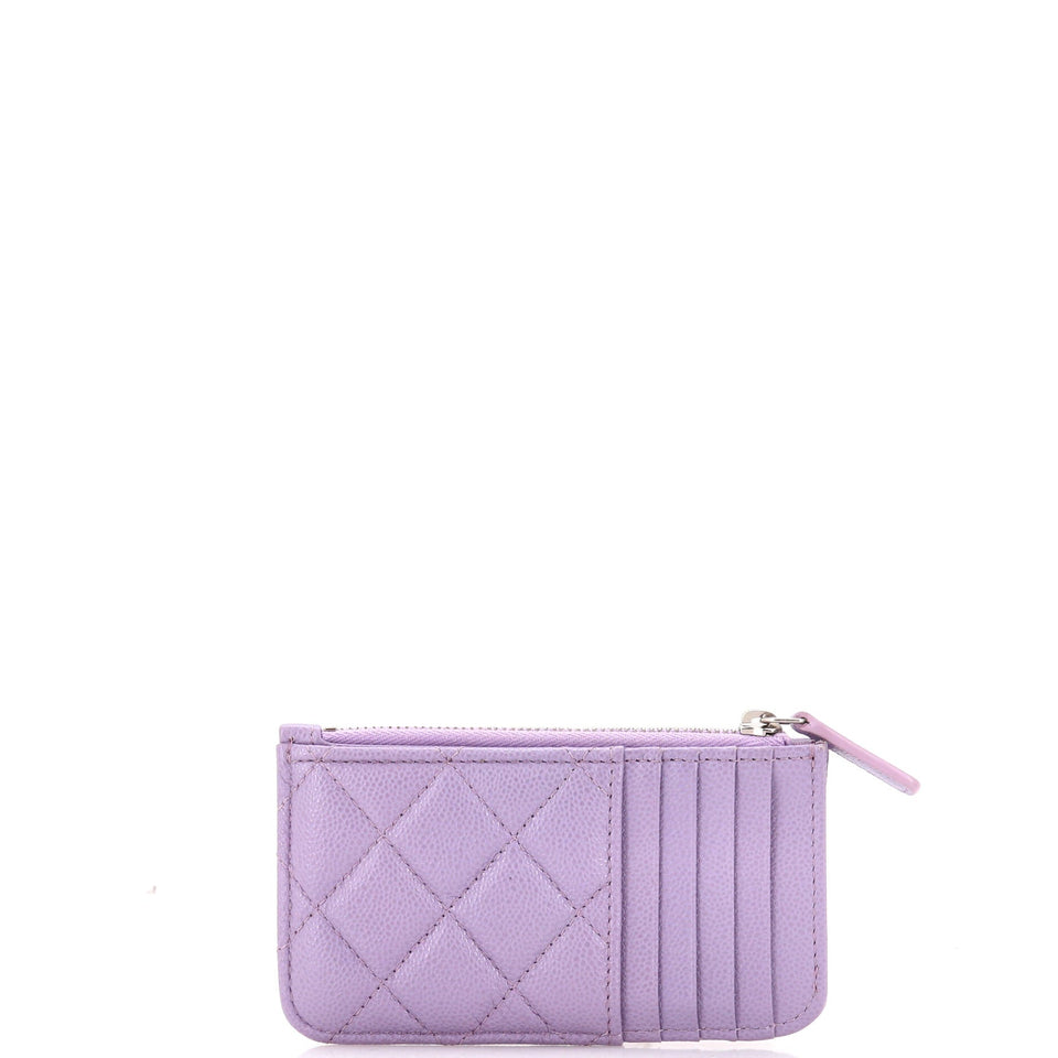 Flap Zip Card Holder Quilted Caviar