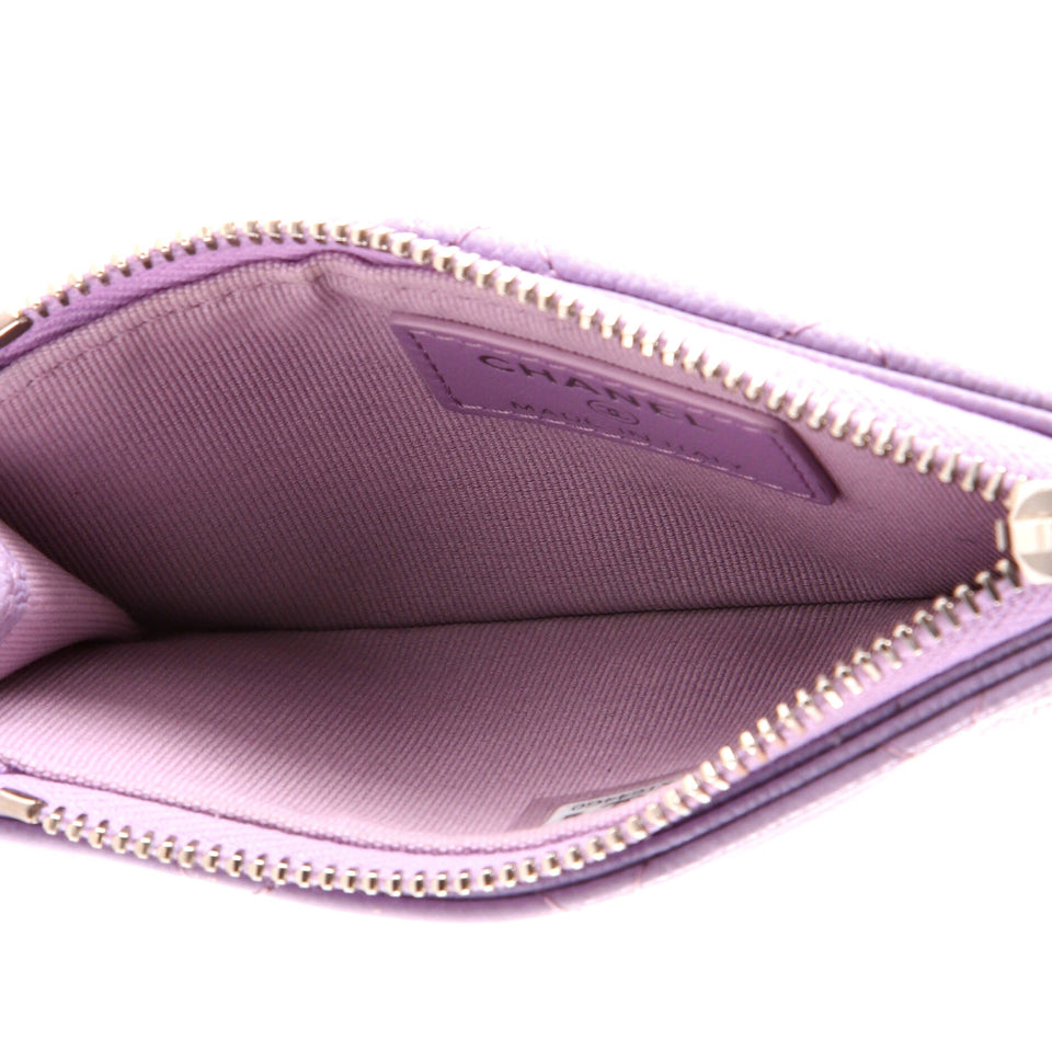 Flap Zip Card Holder Quilted Caviar