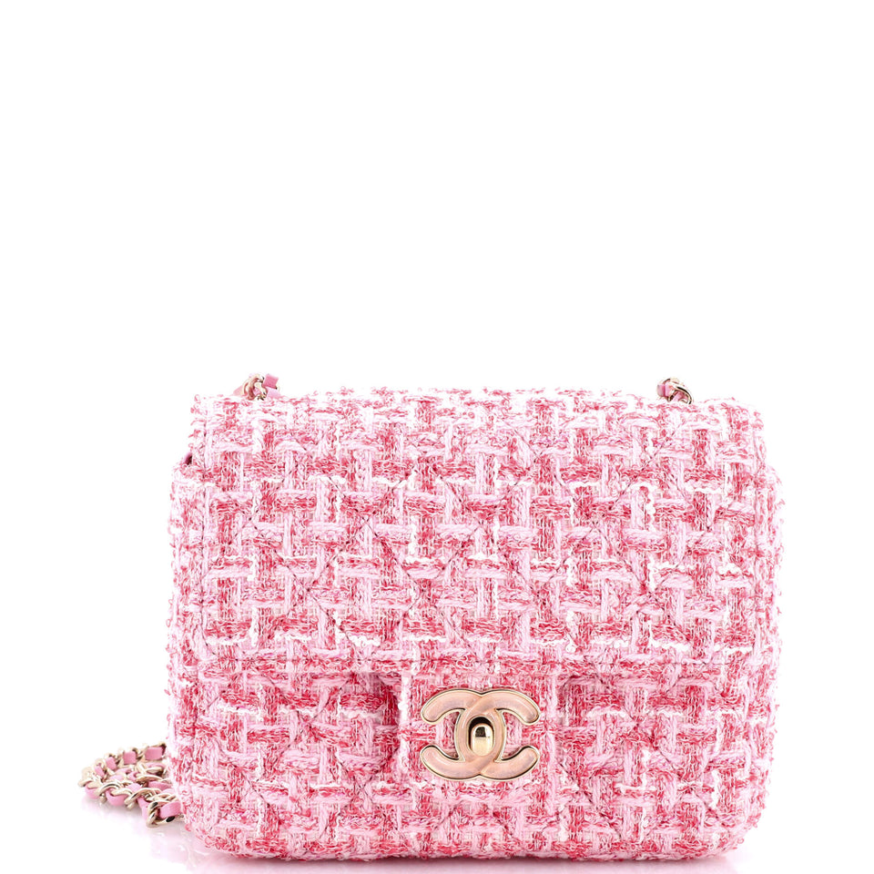 Candy Heart Flap Bag Quilted Tweed Mini