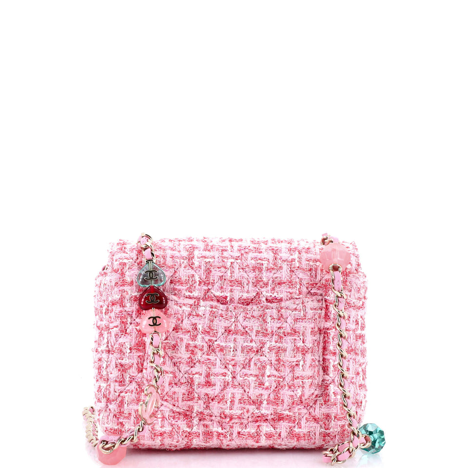 Candy Heart Flap Bag Quilted Tweed Mini