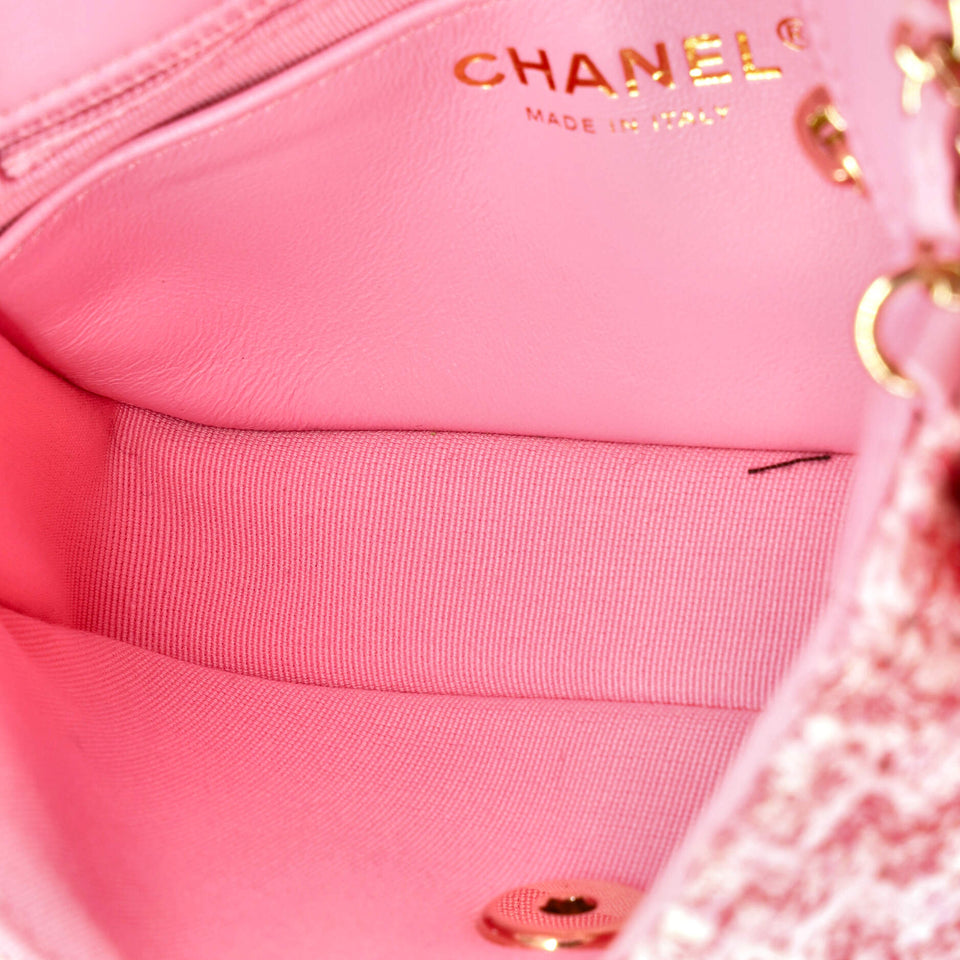 Candy Heart Flap Bag Quilted Tweed Mini