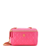 Coco de Toi Heart Vanity Case with Chain Quilted Lambskin Small