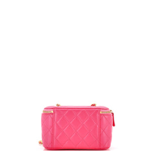 Coco de Toi Heart Vanity Case with Chain Quilted Lambskin Small