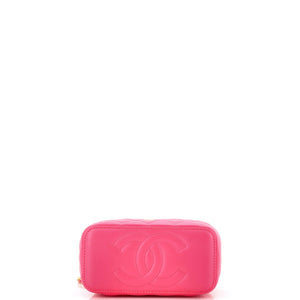 Coco de Toi Heart Vanity Case with Chain Quilted Lambskin Small