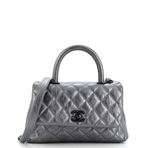 Coco Top Handle Bag Quilted Aged Calfskin Mini
