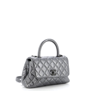 Coco Top Handle Bag Quilted Aged Calfskin Mini