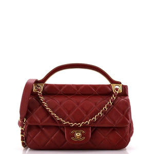 Lady Handle Flap Bag Quilted Calfskin Small