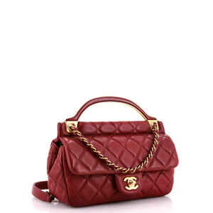 Lady Handle Flap Bag Quilted Calfskin Small