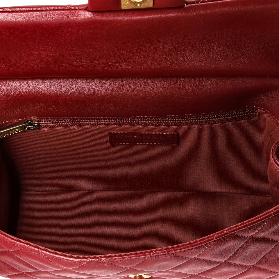 Lady Handle Flap Bag Quilted Calfskin Small