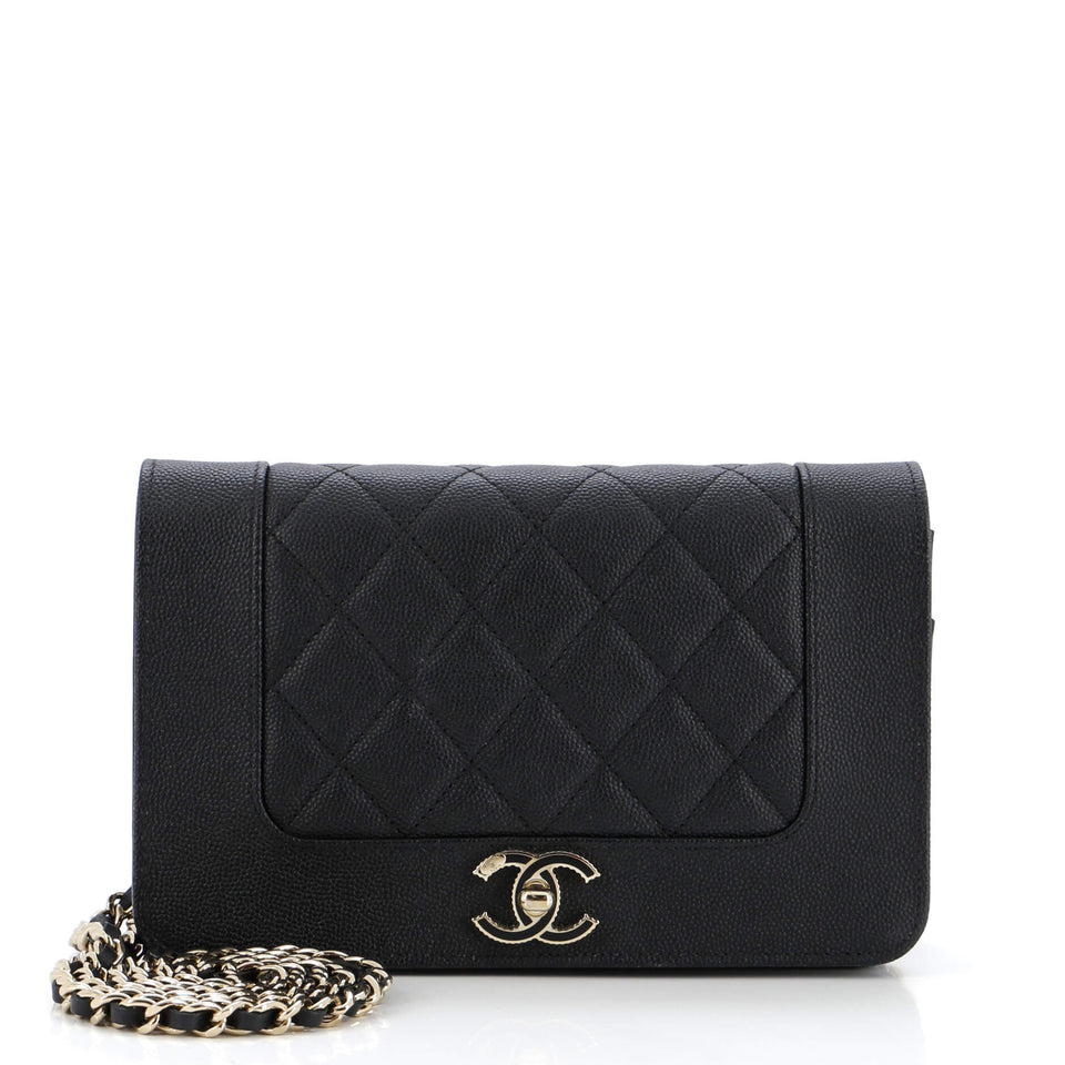 Mademoiselle Vintage Wallet on Chain Quilted Caviar