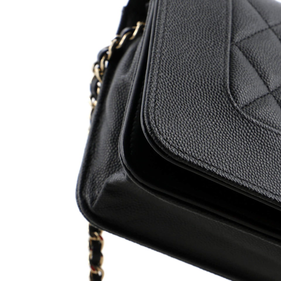 Mademoiselle Vintage Wallet on Chain Quilted Caviar