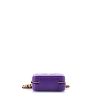 Woven Chain Top Handle Vanity Case Quilted Lambskin Mini
