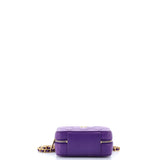 Woven Chain Top Handle Vanity Case Quilted Lambskin Mini