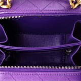 Woven Chain Top Handle Vanity Case Quilted Lambskin Mini