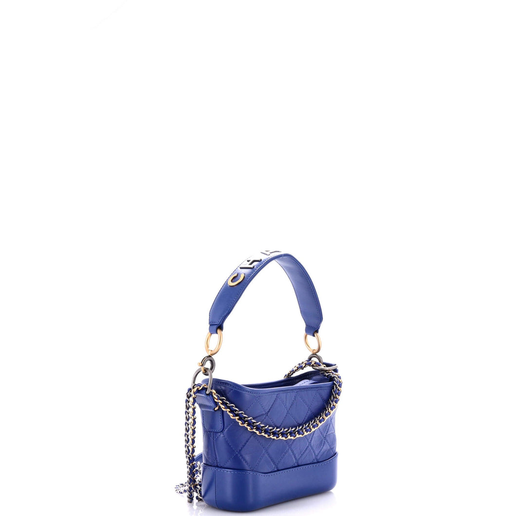 Gabrielle Hobo with Logo Handle Quilted Aged Calfskin Small