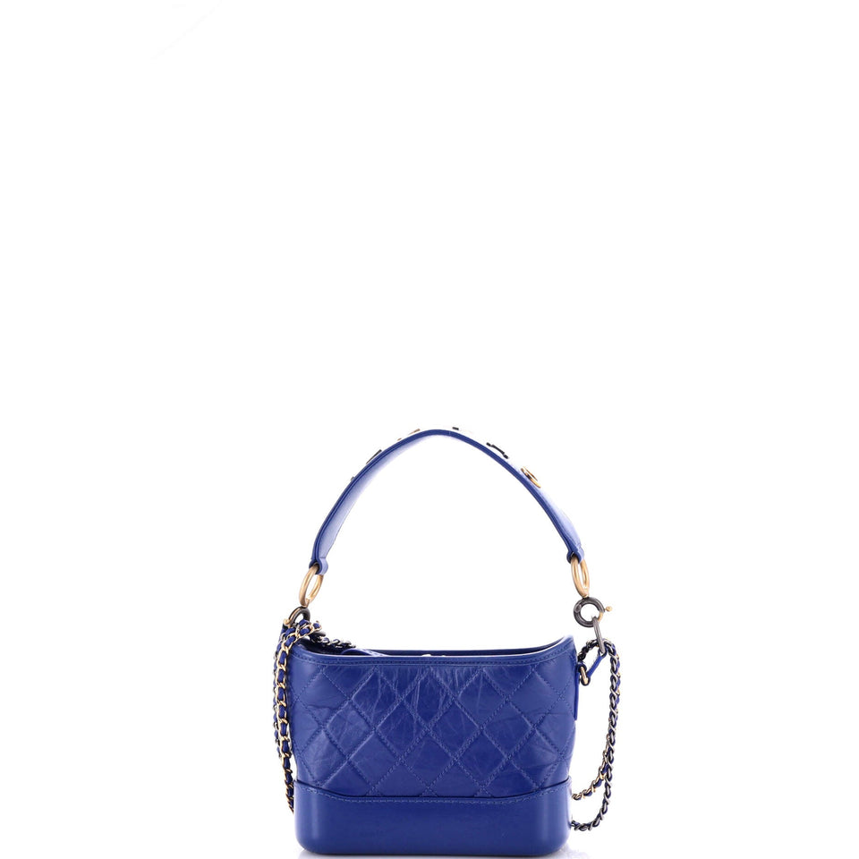 Gabrielle Hobo with Logo Handle Quilted Aged Calfskin Small