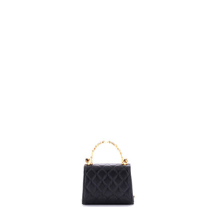 Coco Enamel Top Handle Flap Bag Quilted Lambskin Small