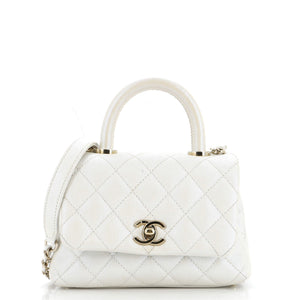 Coco Top Handle Bag Quilted Iridescent Caviar Extra Mini