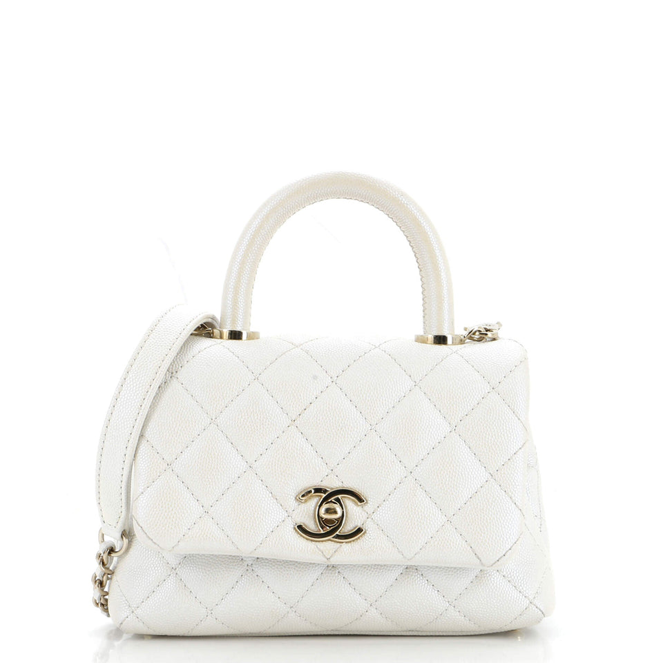 Coco Top Handle Bag Quilted Iridescent Caviar Extra Mini