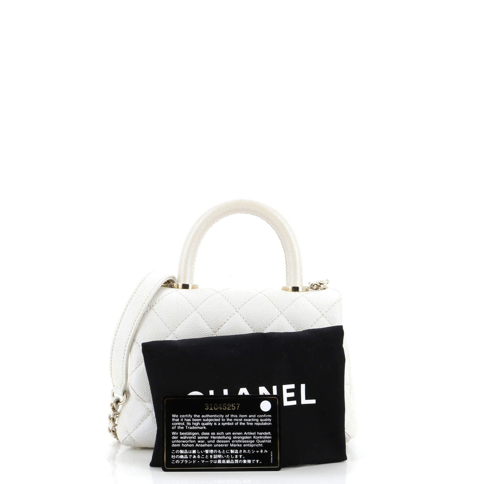 Coco Top Handle Bag Quilted Iridescent Caviar Extra Mini