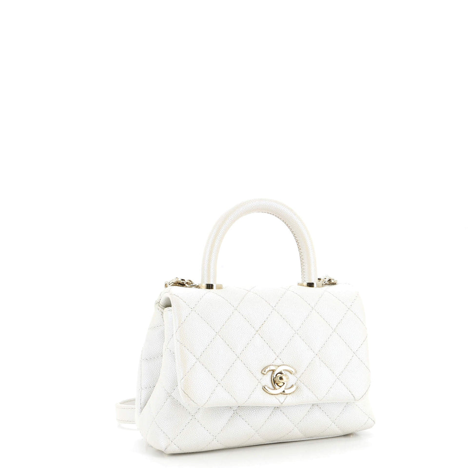 Coco Top Handle Bag Quilted Iridescent Caviar Extra Mini