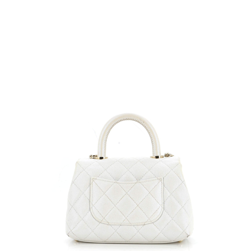 Coco Top Handle Bag Quilted Iridescent Caviar Extra Mini