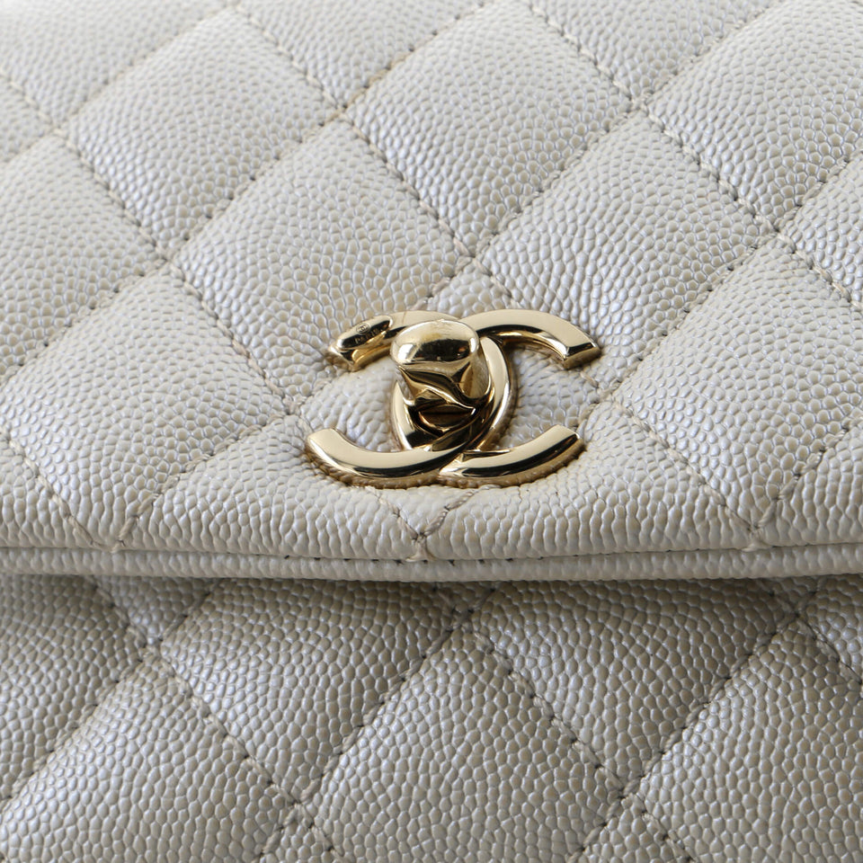 Coco Top Handle Bag Quilted Iridescent Caviar Extra Mini