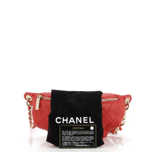 Resin Elegant Chain Belt Bag Quilted Lambskin