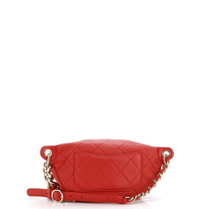 Resin Elegant Chain Belt Bag Quilted Lambskin