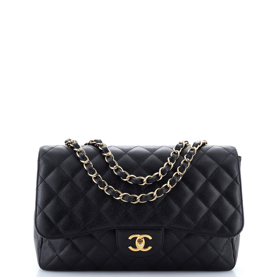 Classic Single Flap Bag Quilted Caviar Jumbo