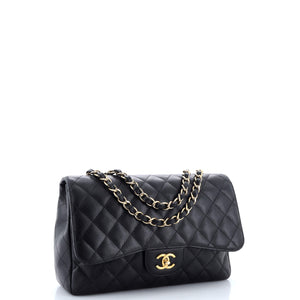 Classic Single Flap Bag Quilted Caviar Jumbo
