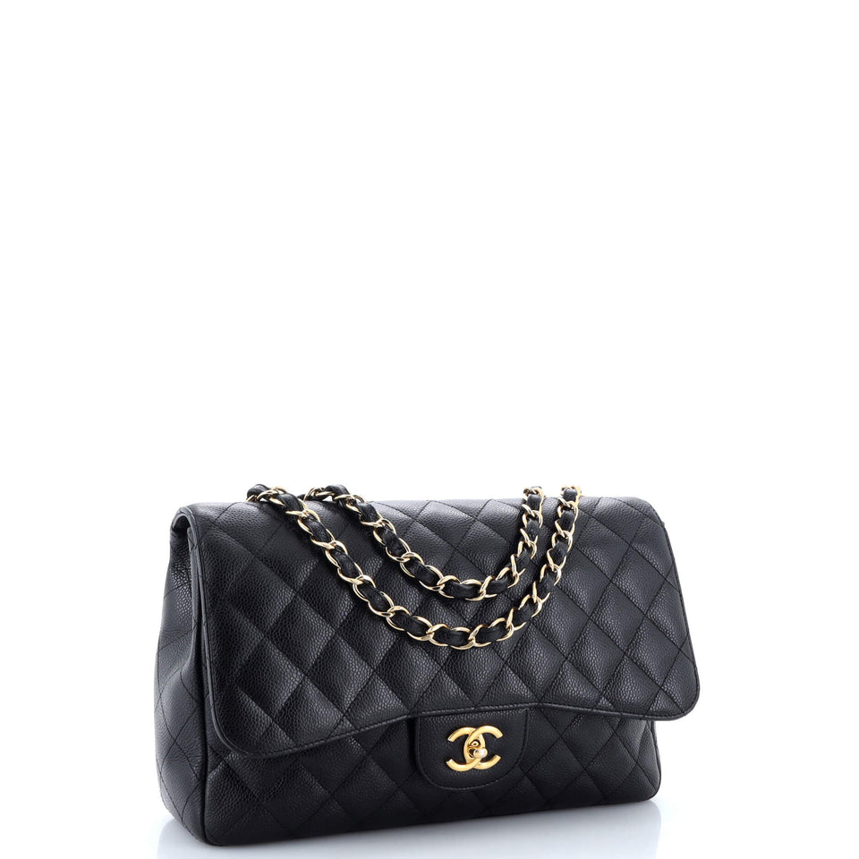 Classic Single Flap Bag Quilted Caviar Jumbo