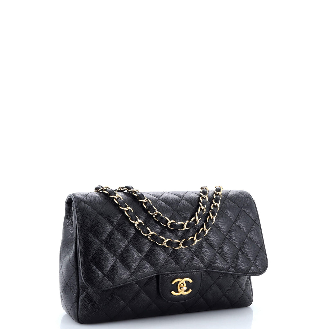 Classic Single Flap Bag Quilted Caviar Jumbo