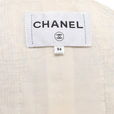 Women's Braided Trim Collarless Button Up Jacket Tweed