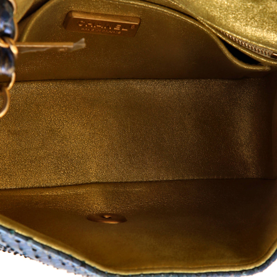 Classic Single Flap Bag Iridescent Python Mini