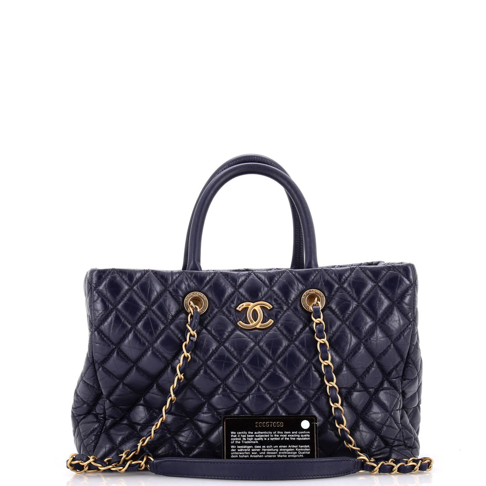 Coco Handle Shopping Tote Quilted Aged Calfskin Medium