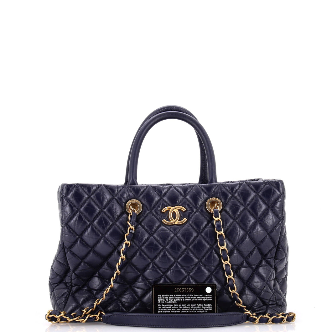 Coco Handle Shopping Tote Quilted Aged Calfskin Medium