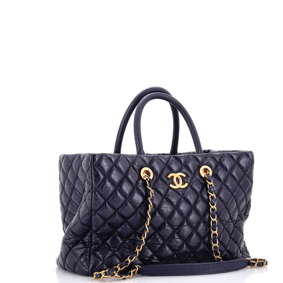 Coco Handle Shopping Tote Quilted Aged Calfskin Medium