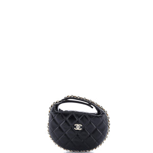 Chain Around Hobo Pouch Quilted Lambskin Mini